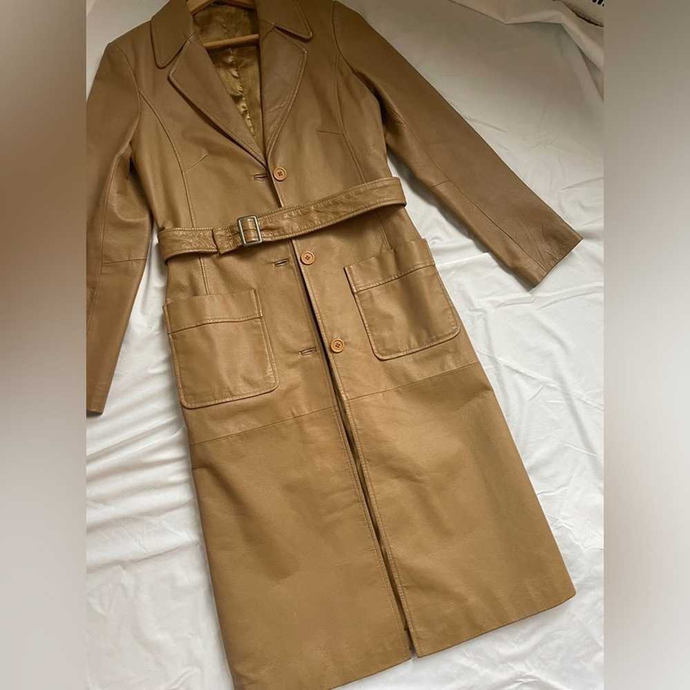 Vintage leather trench coat - image 2