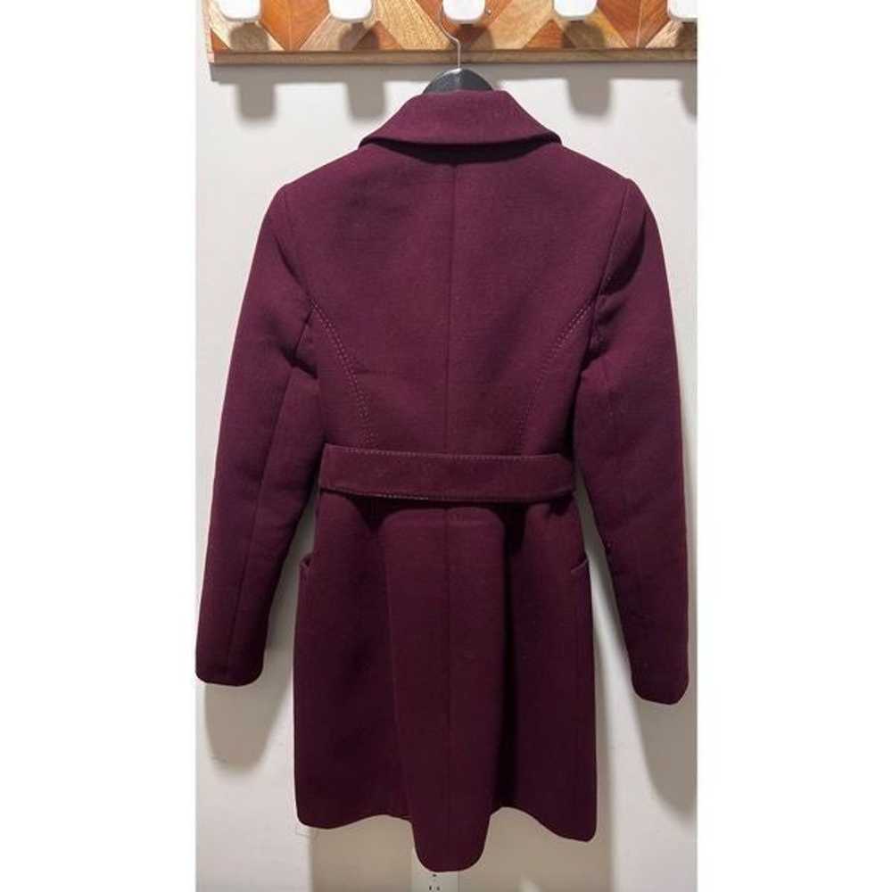 Real fur wool winter coat with belt merlot fucsia - image 10
