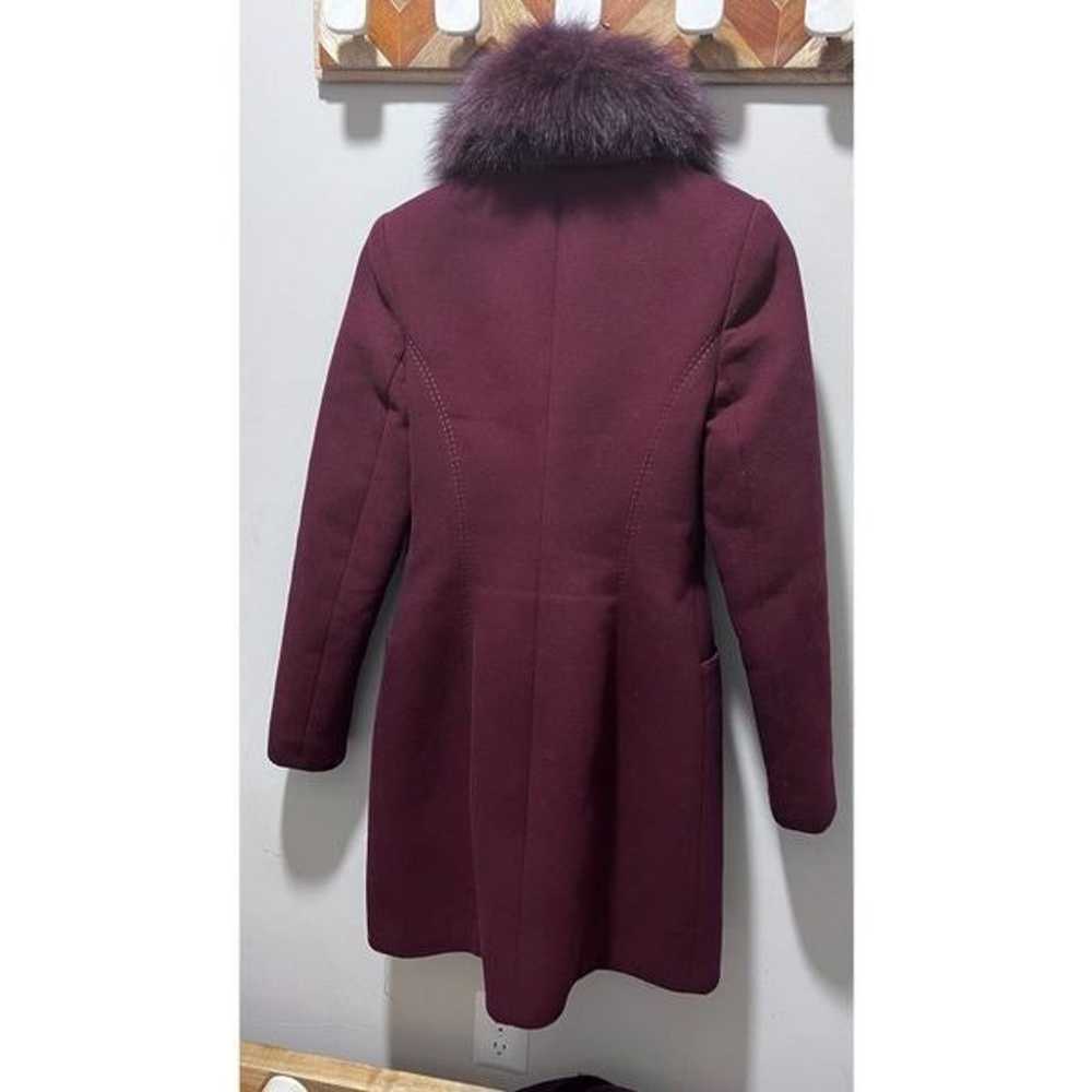 Real fur wool winter coat with belt merlot fucsia - image 6