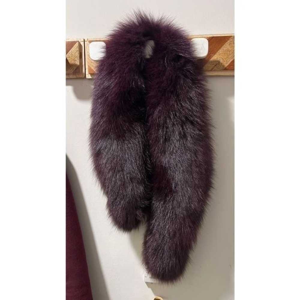 Real fur wool winter coat with belt merlot fucsia - image 8