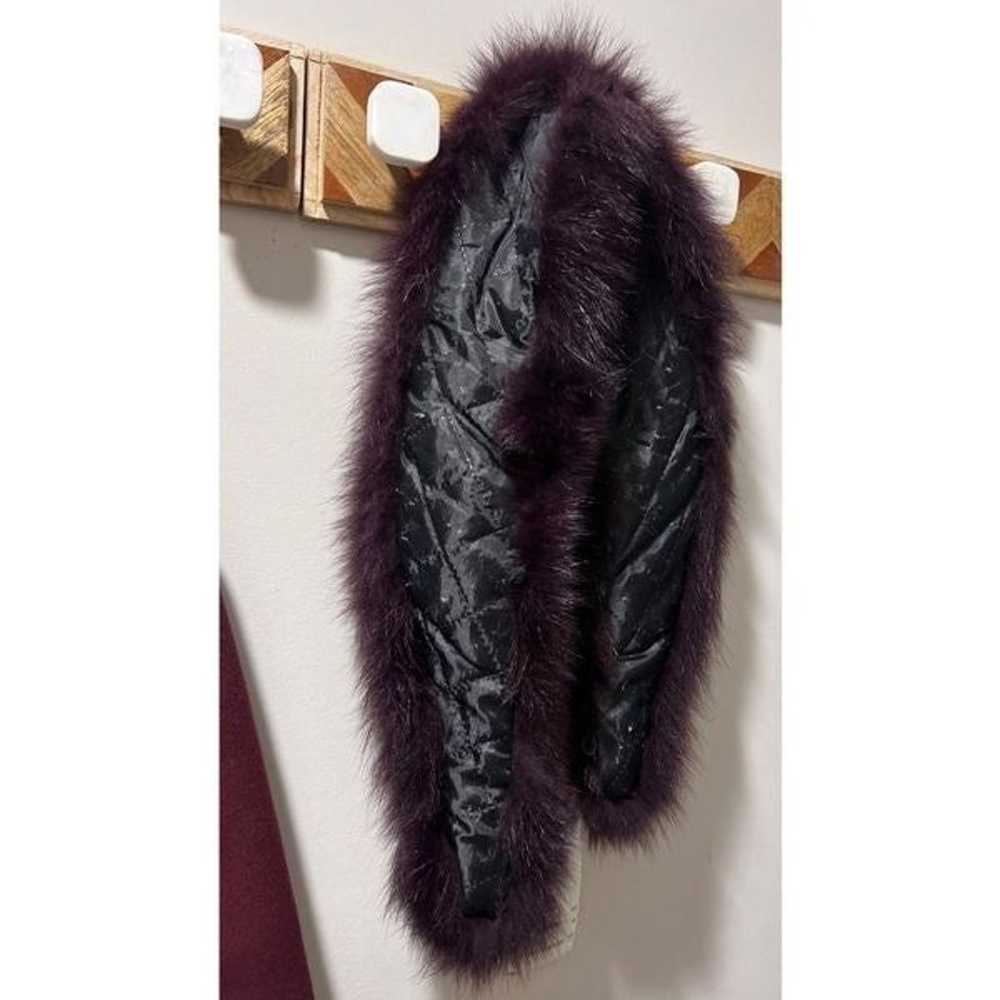 Real fur wool winter coat with belt merlot fucsia - image 9