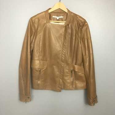 VERONICA BEARD | tan leather Moto jacket
