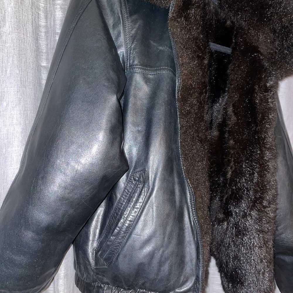 Sylvie Schimmel Reversible Shirling & Leather Coat - image 4