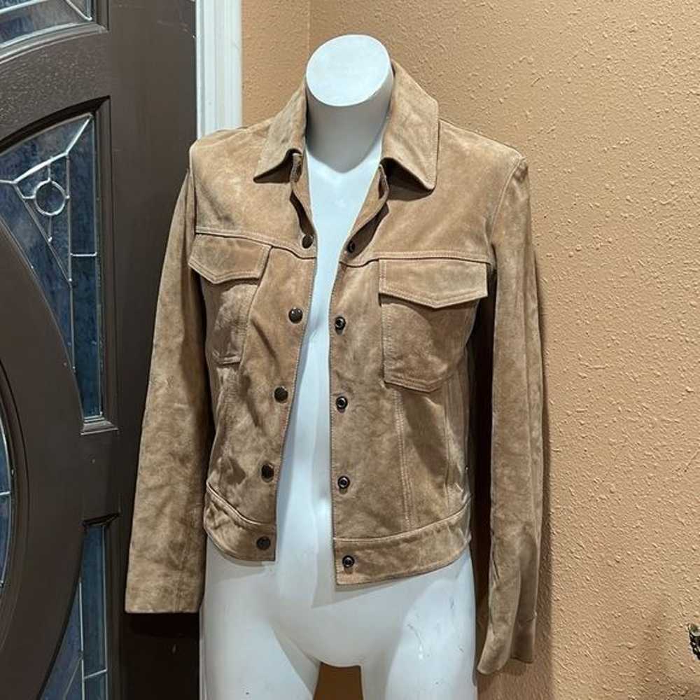 Theory tan suede leather jacket - image 2