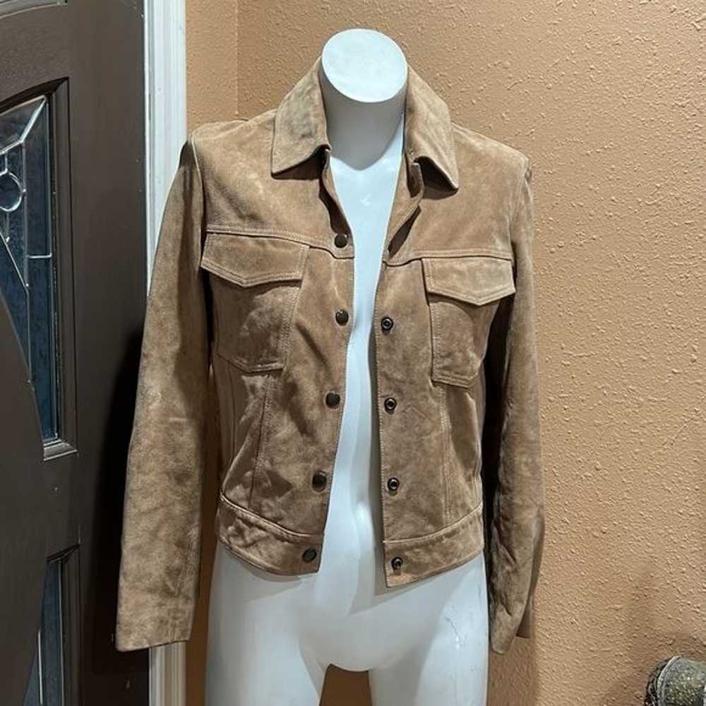 Theory tan suede leather jacket - image 3