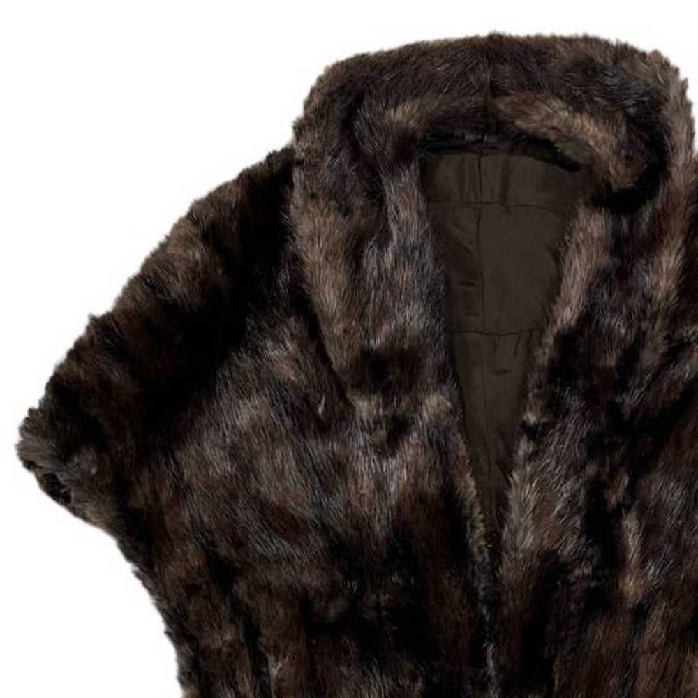 Genuine Brown Fur Warm Poncho Coat | Size S/M - image 3