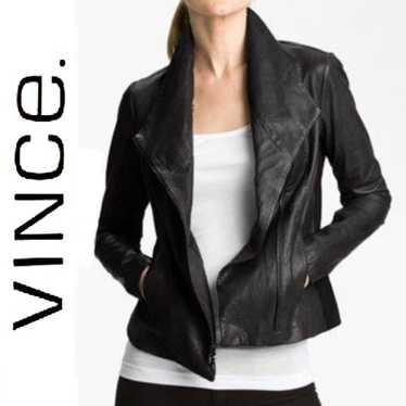 VINCE Scuba Black Leather Jacket