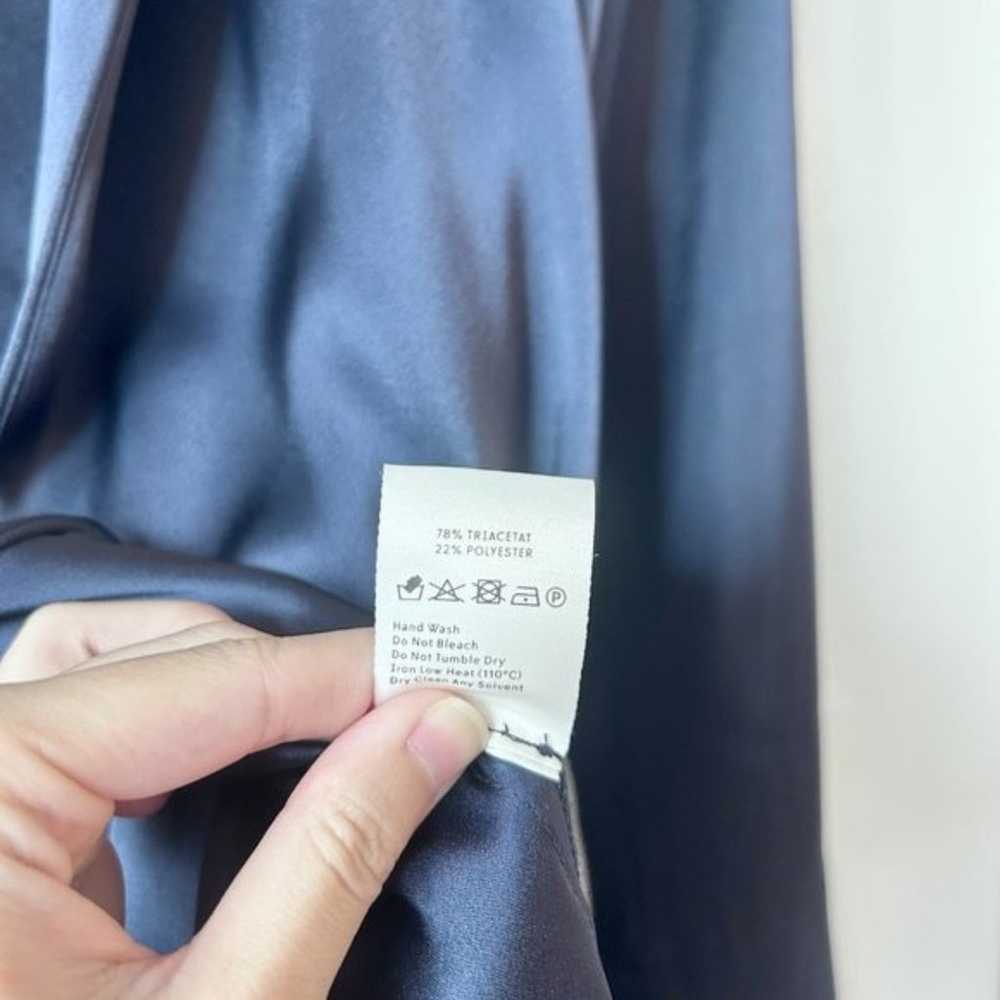 Nanushka Opium Satin Wrap Jacket Navy Blue Size M… - image 10