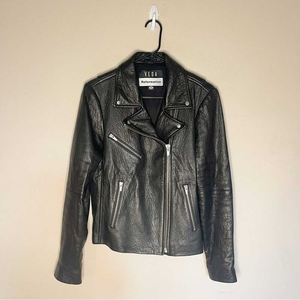 Reformation VEDA NWOT! Black Leather Biker Jacket… - image 3