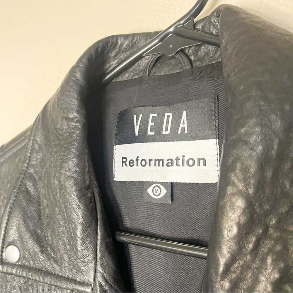 Reformation VEDA NWOT! Black Leather Biker Jacket… - image 4
