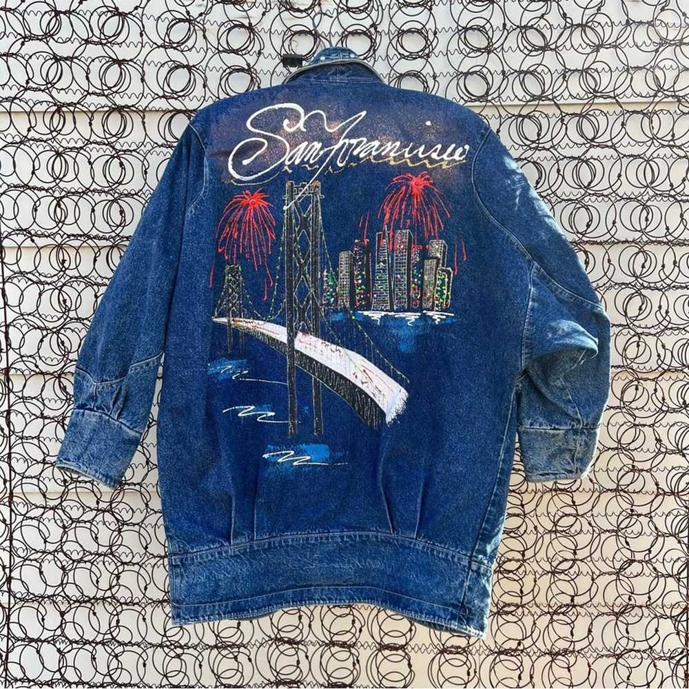 Epic Vintage 80s Oversized Denim Blazer Jacket Sa… - image 2