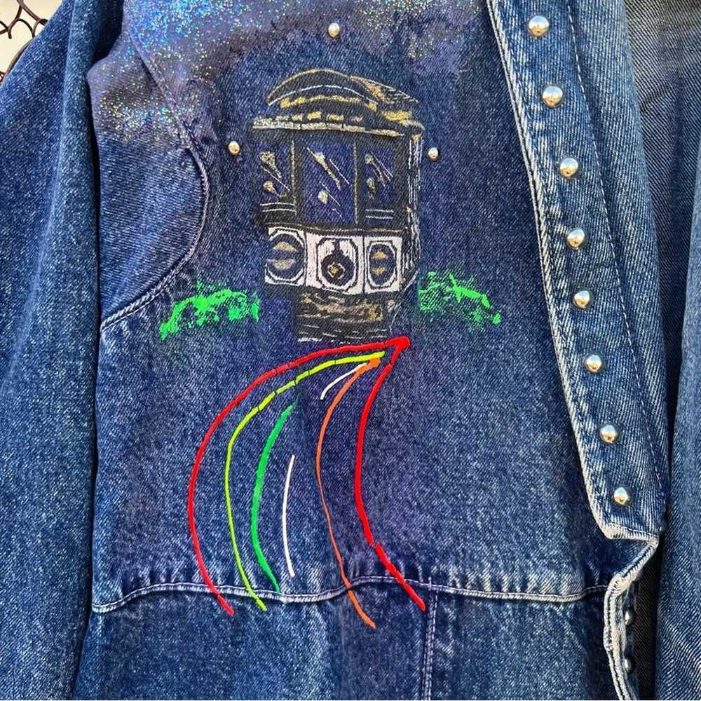 Epic Vintage 80s Oversized Denim Blazer Jacket Sa… - image 4