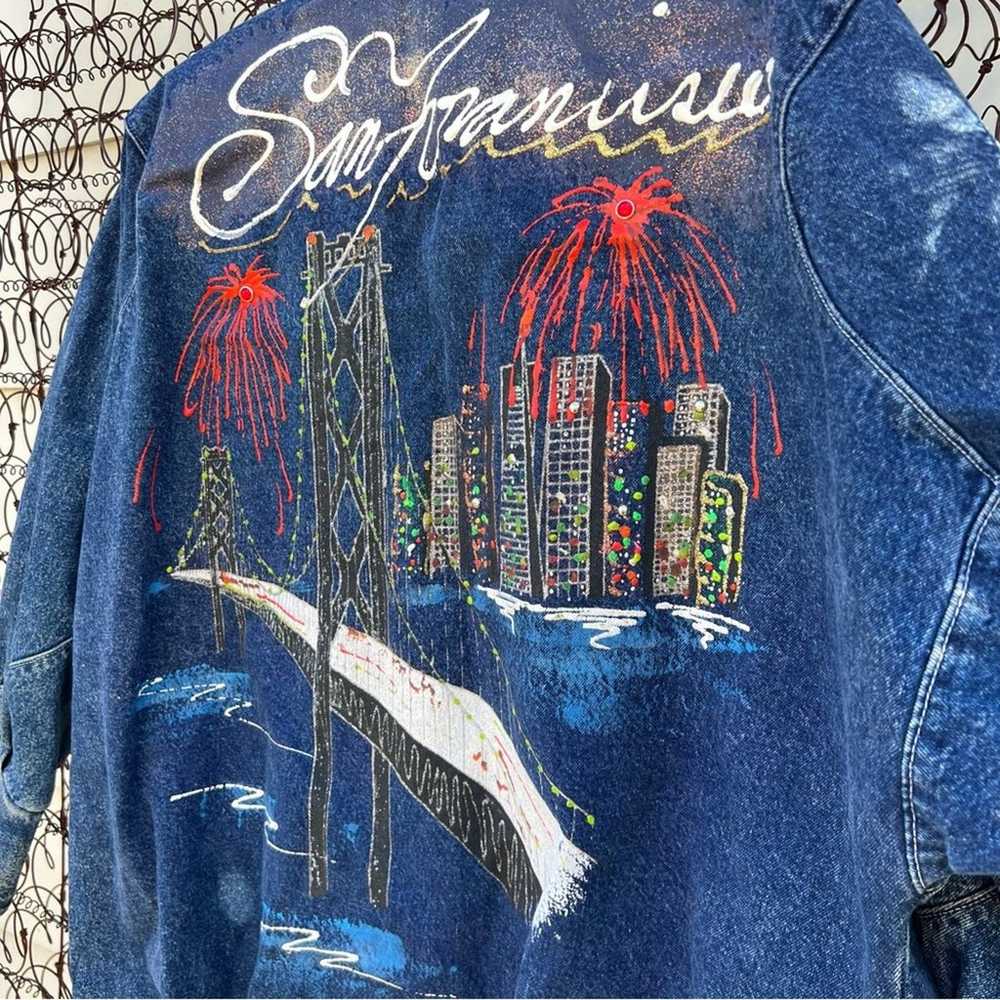 Epic Vintage 80s Oversized Denim Blazer Jacket Sa… - image 8