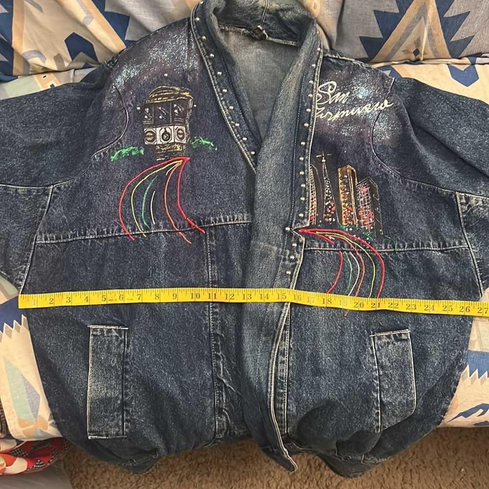 Epic Vintage 80s Oversized Denim Blazer Jacket Sa… - image 9