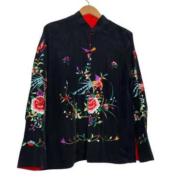Asian Silk Satin Intricate Embroidered Coat Rever… - image 1