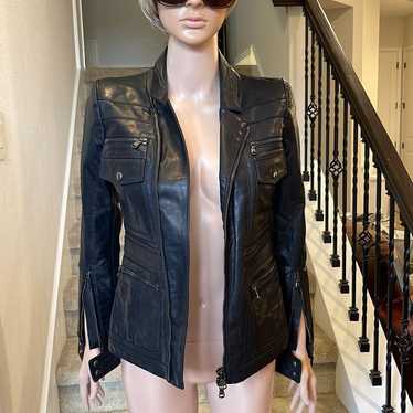 Diesel black gold genuine leather jacket women Sz… - image 1