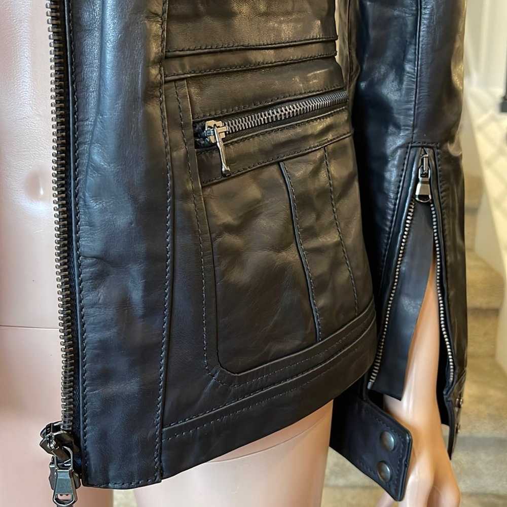 Diesel black gold genuine leather jacket women Sz… - image 3