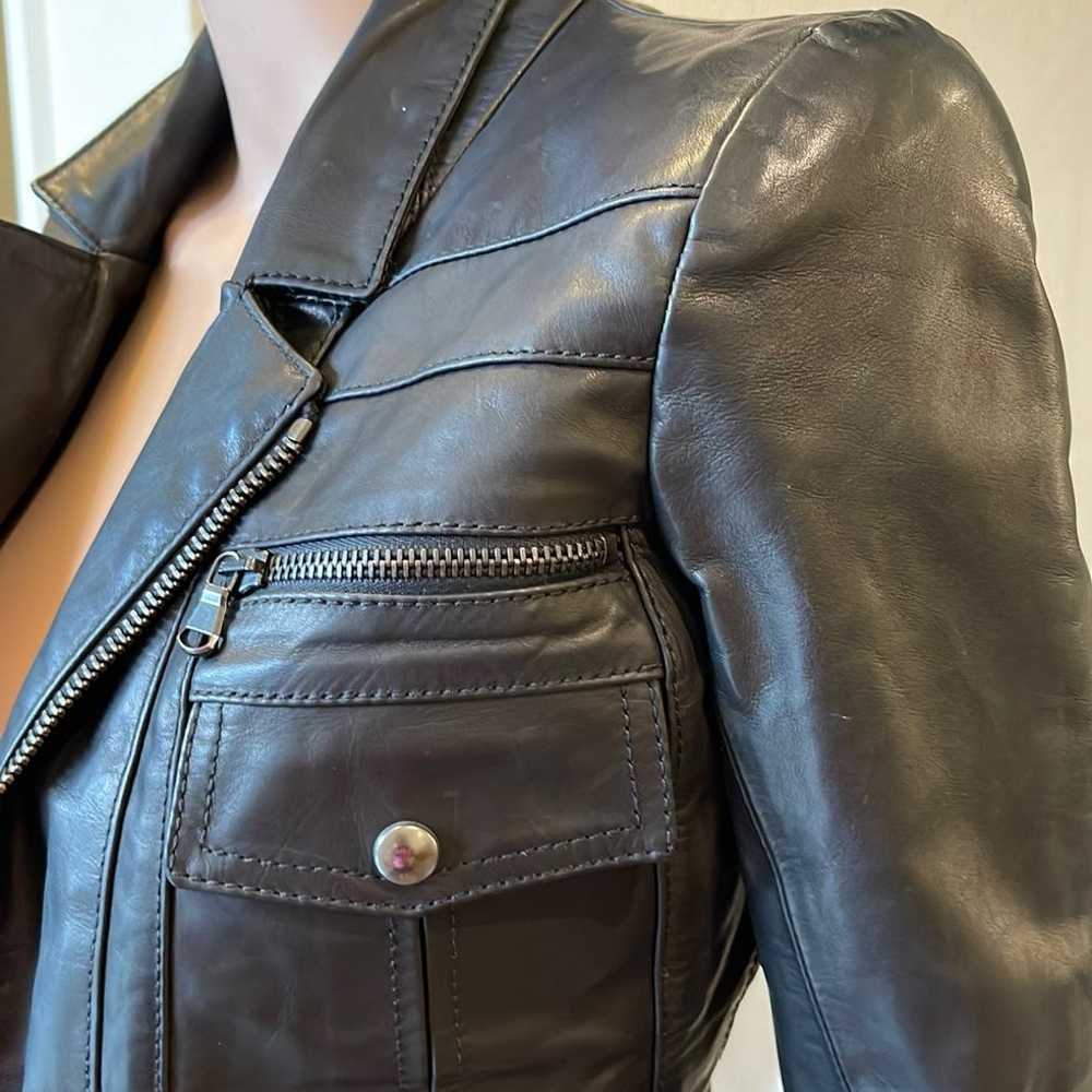 Diesel black gold genuine leather jacket women Sz… - image 4