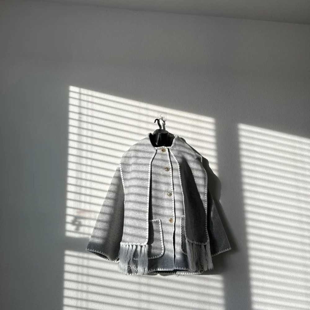 ToTEME Embroidered Scarf Jacket light grey Melang… - image 3