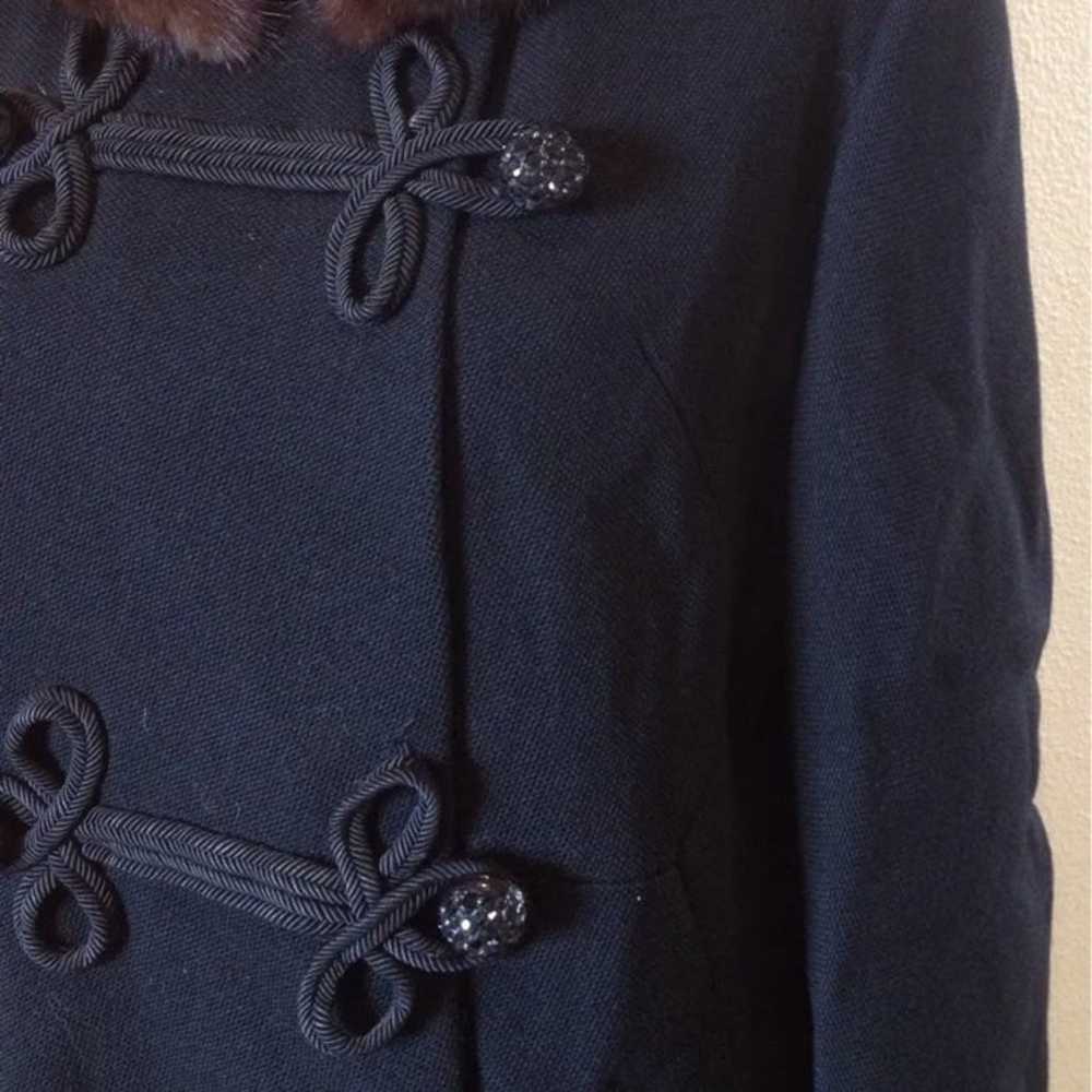 SYCAMORE Vtg 40's Black Wool Asian Long Coat Mink… - image 10