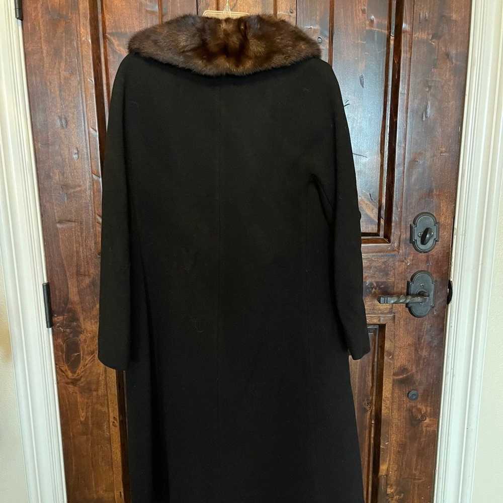 SYCAMORE Vtg 40's Black Wool Asian Long Coat Mink… - image 2