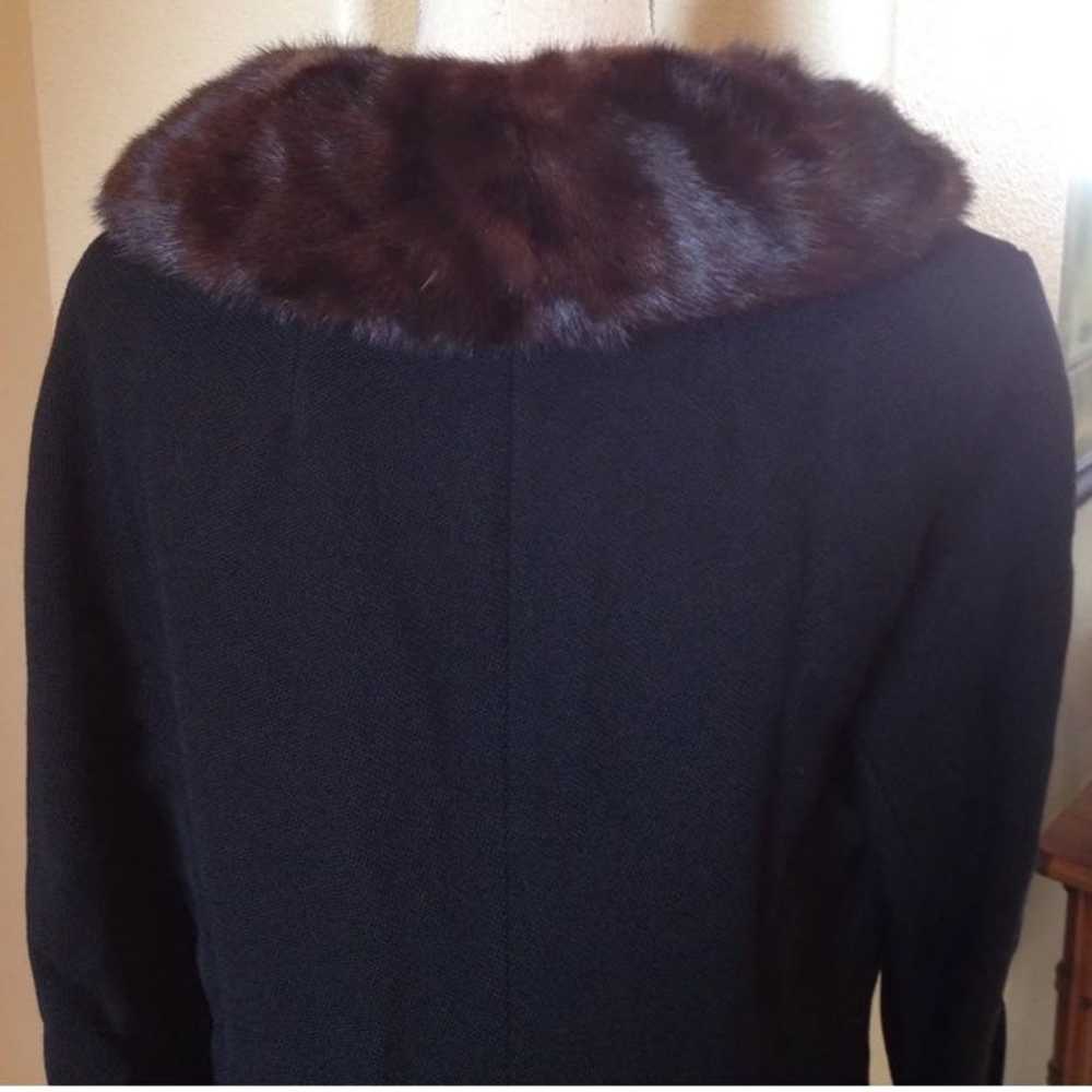 SYCAMORE Vtg 40's Black Wool Asian Long Coat Mink… - image 4