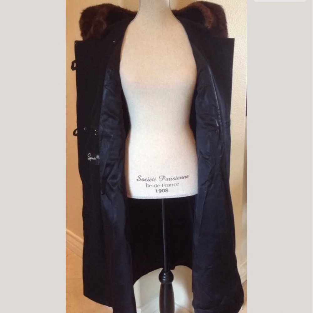 SYCAMORE Vtg 40's Black Wool Asian Long Coat Mink… - image 9