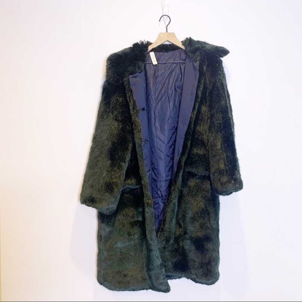 Tory Burch Faux Fur Dark Huntington Green Coat M - image 10