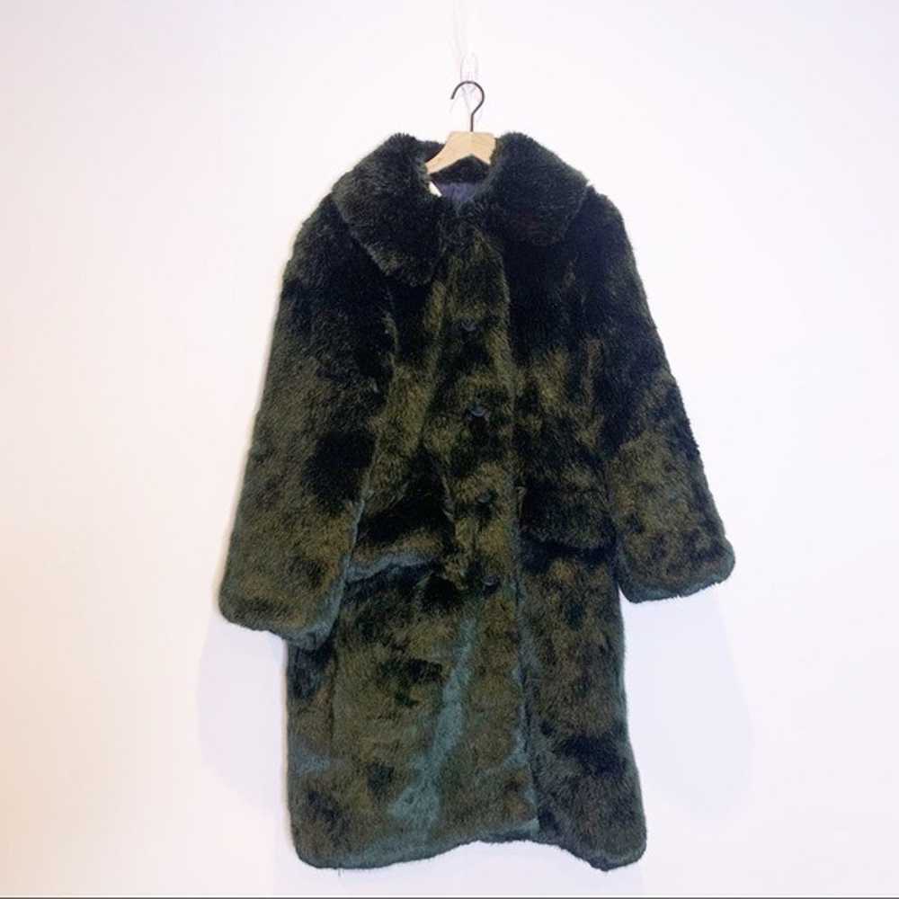 Tory Burch Faux Fur Dark Huntington Green Coat M - image 2