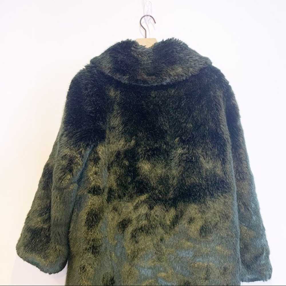 Tory Burch Faux Fur Dark Huntington Green Coat M - image 8