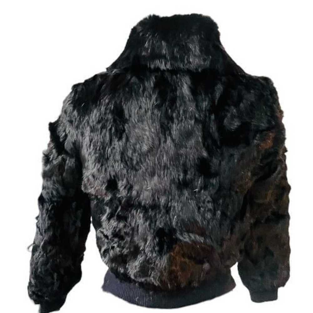 100% Rabbit Fur Coat Black Full Zip Size Small - image 10