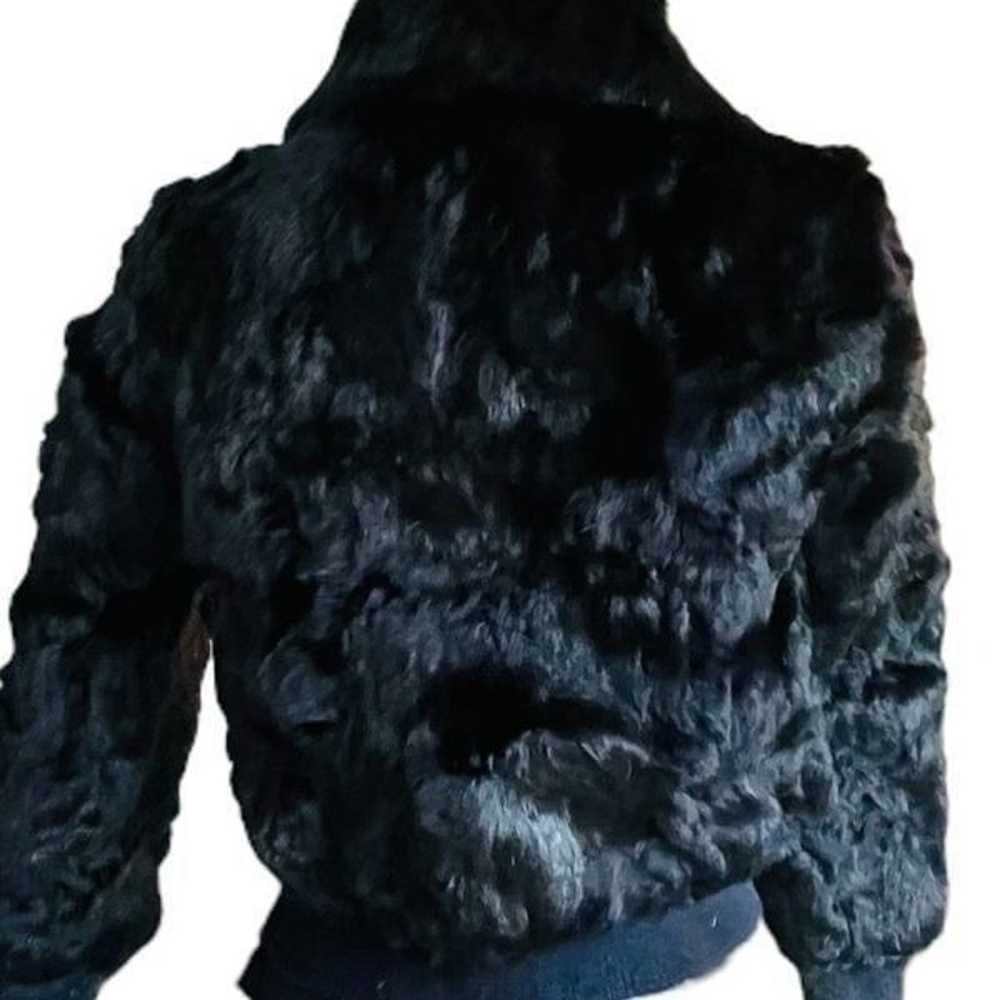 100% Rabbit Fur Coat Black Full Zip Size Small - image 4