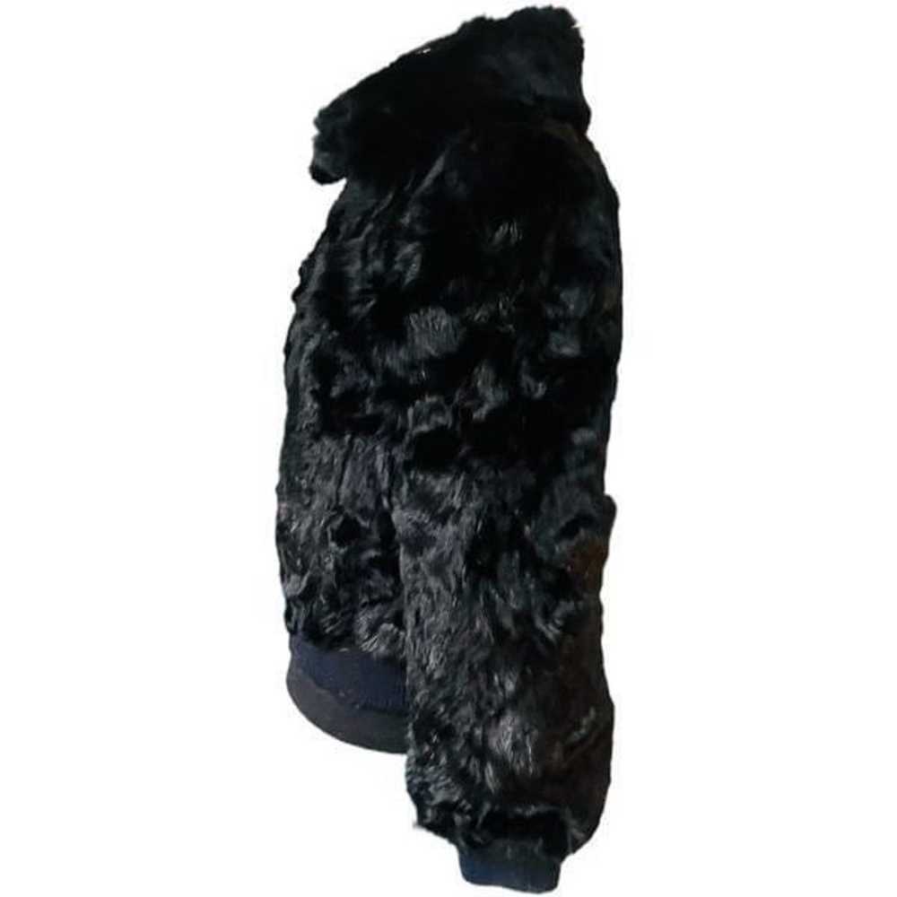 100% Rabbit Fur Coat Black Full Zip Size Small - image 5