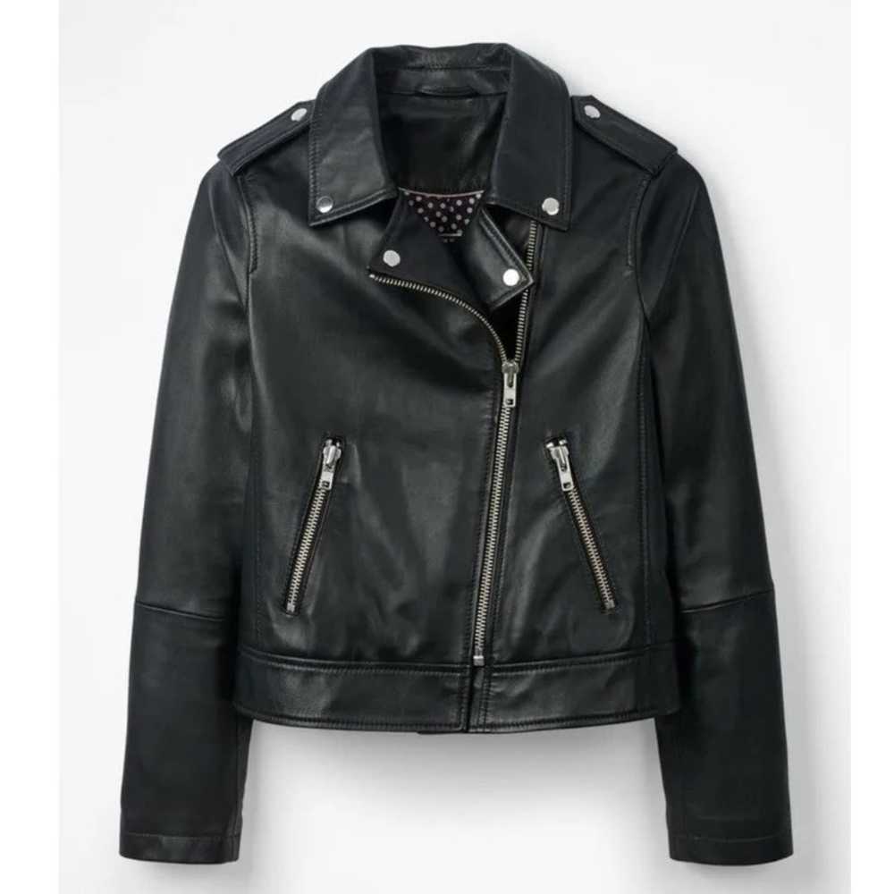 BODEN Morleigh Black Leather Jacket 10 - image 8