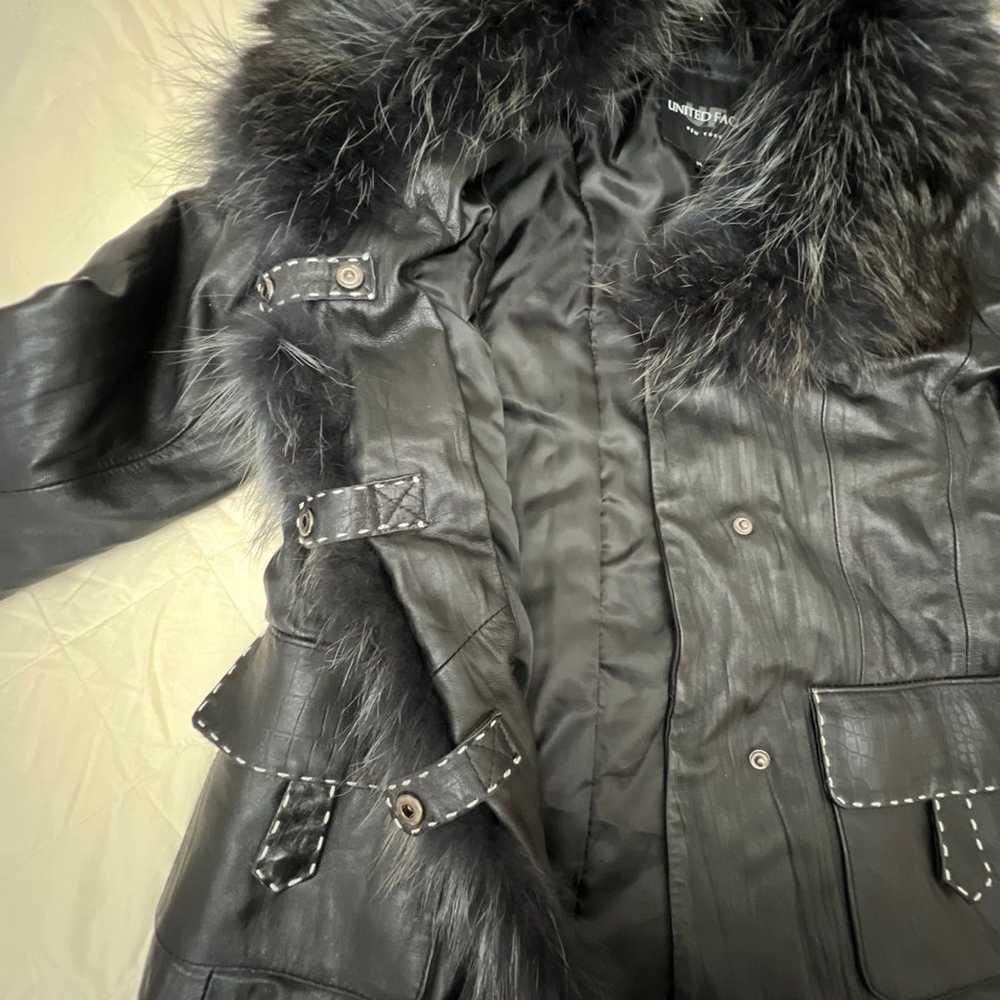 United Face Bew York  Fur Collar Leather Jacket W… - image 10
