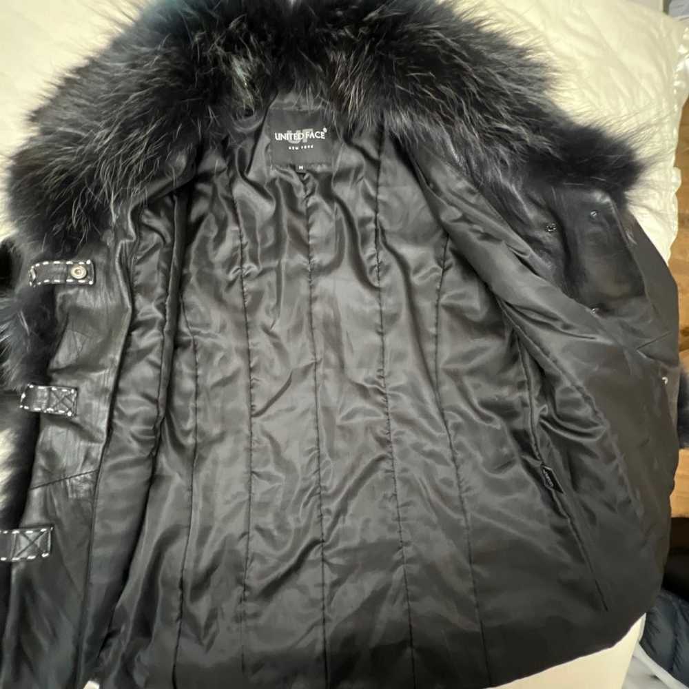United Face Bew York  Fur Collar Leather Jacket W… - image 11