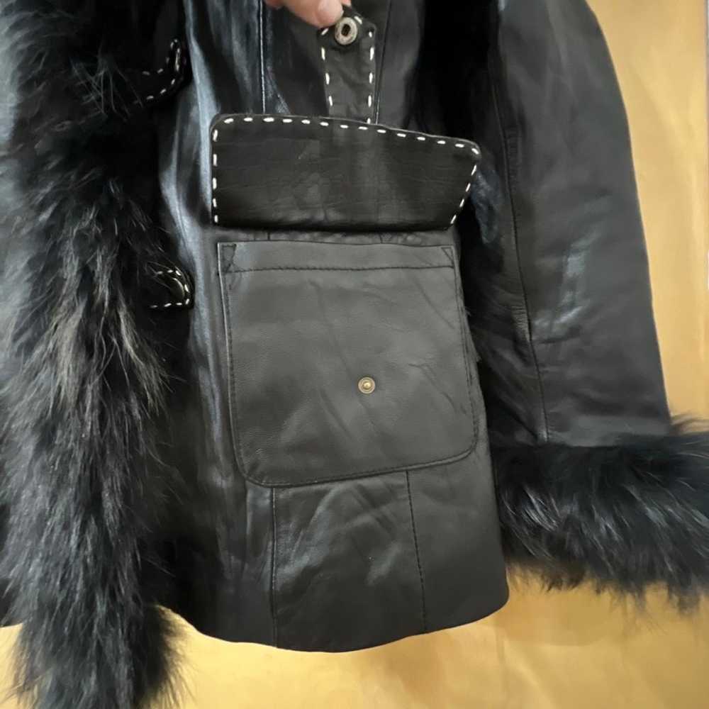 United Face Bew York  Fur Collar Leather Jacket W… - image 5