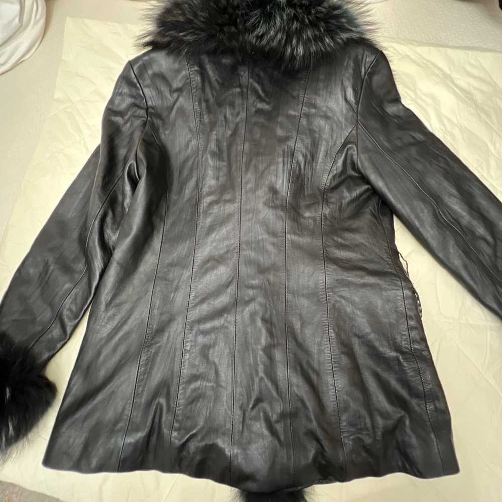 United Face Bew York  Fur Collar Leather Jacket W… - image 7
