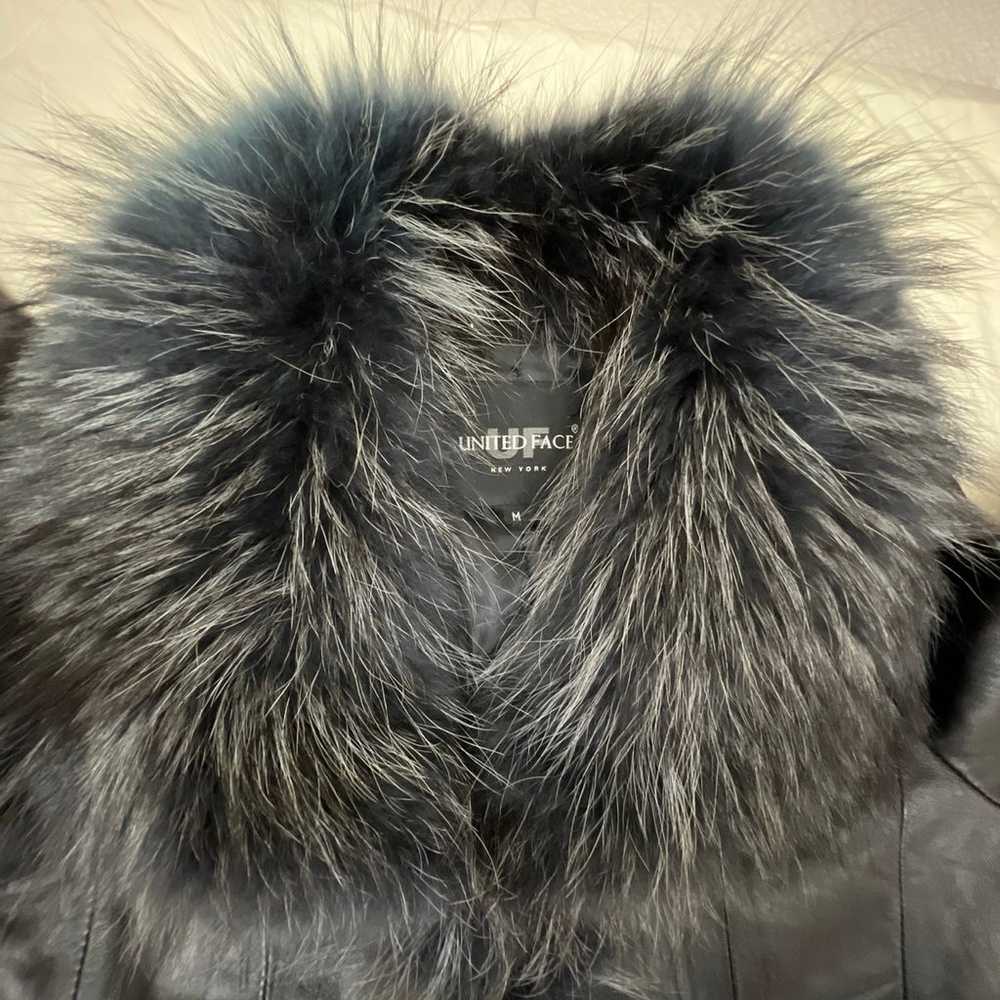 United Face Bew York  Fur Collar Leather Jacket W… - image 8