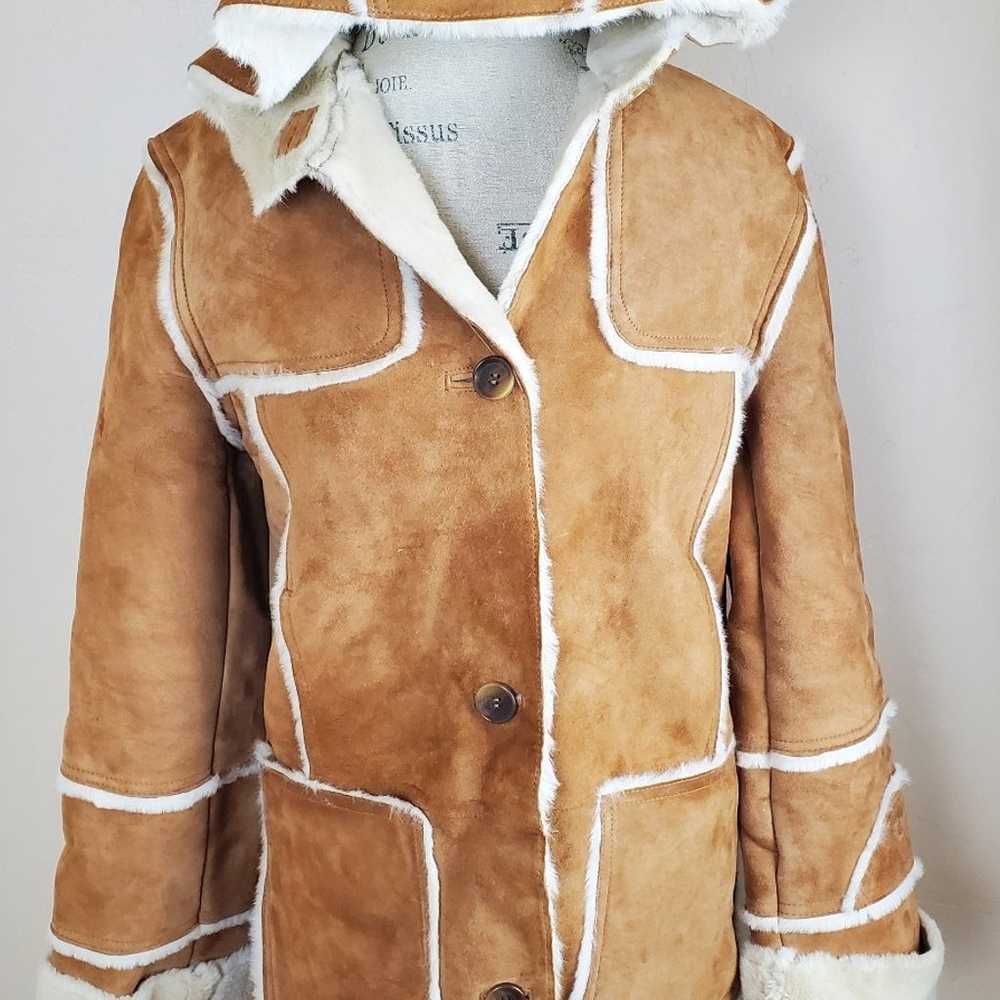 UGG Hooded Chestnut Sherpa Fur Coat Size Medium - image 6