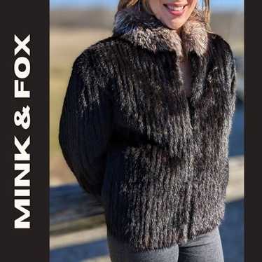 GORGEOUS Black Mink Fur Coat Jacket with Natural F