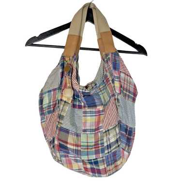 Tommy Hilfiger Patchwork Madras Two Handle Bag 15… - image 1