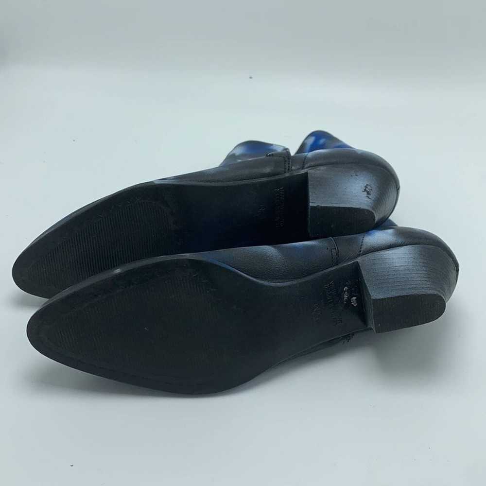 Vintage black star blue white leather booties siz… - image 6