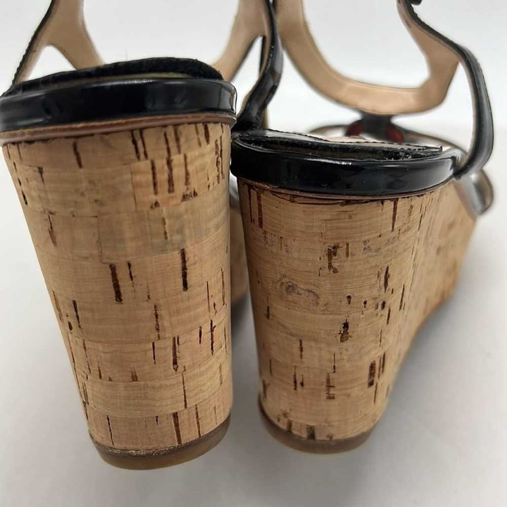 Prada vintage 90s cork wedges patent leather chai… - image 2