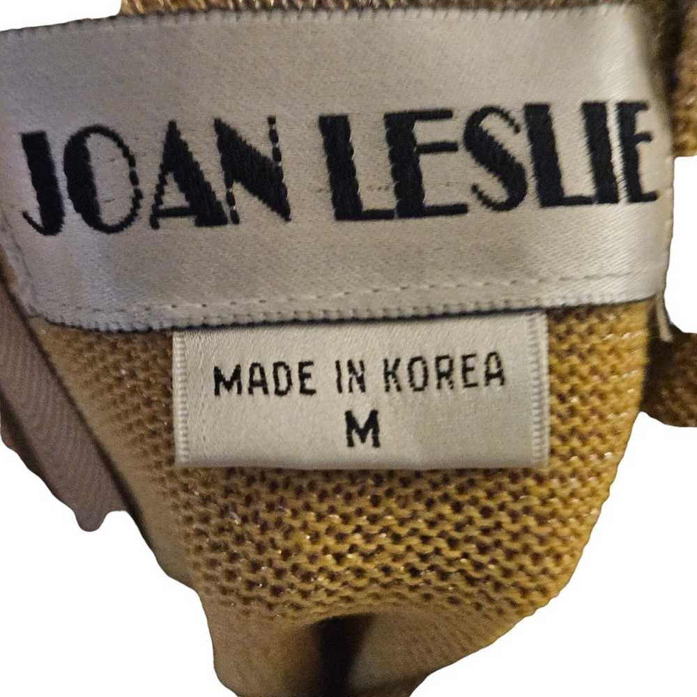 Vintage Joan Leslie Metallic Gold Knitted Mock Ne… - image 3