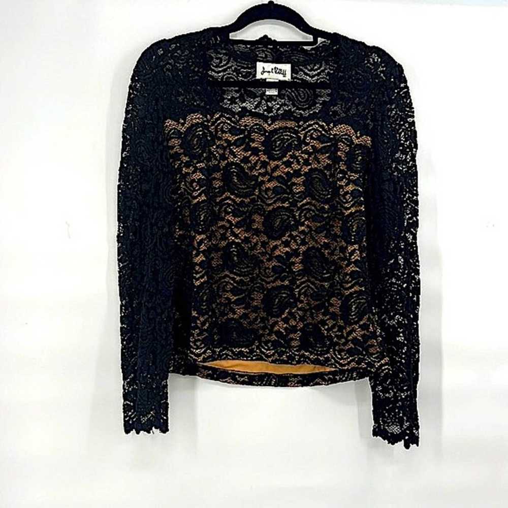 Joseph Ribkoff vintage black lace 90s top size me… - image 1