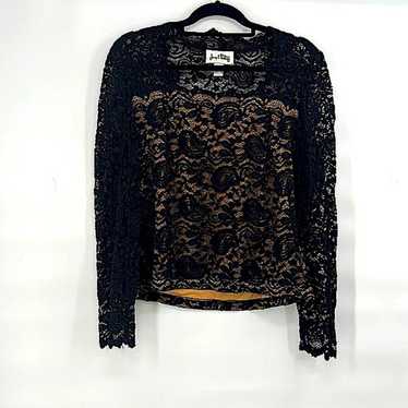 Joseph Ribkoff vintage black lace 90s top size med