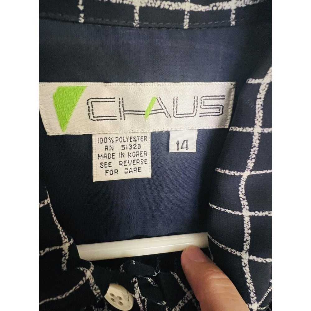 Chaus Woman’s Blouse Size Large 14 Blue Long Slee… - image 6