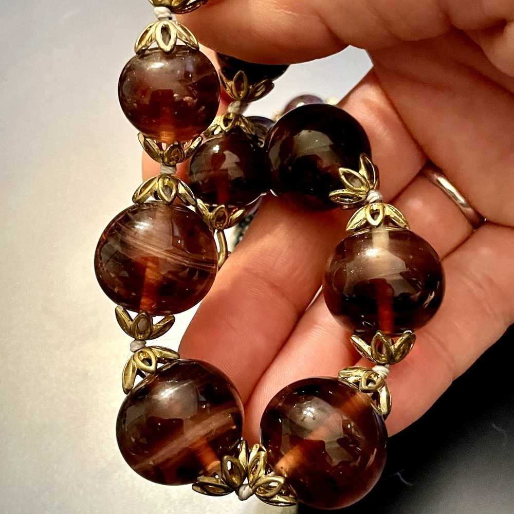 Vintage Dark Purple Glass Beaded Necklace - image 4