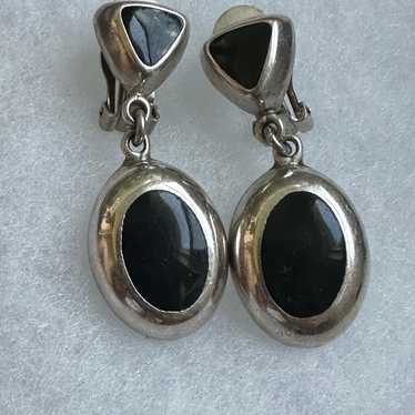 Vintage Sterling Silver Mexico Clip on Earrings B… - image 1